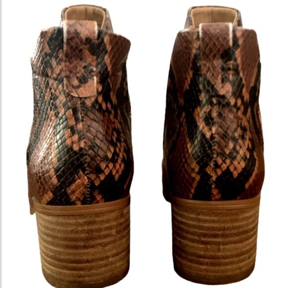 Franco Sarto Roar Snakeskin Embossed Brown/Cognac Bootie Sz 7M #190A - Picture 6 of 7